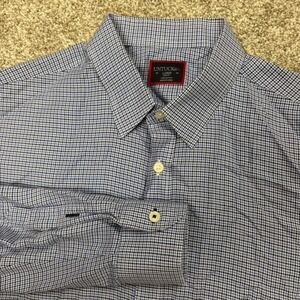 UNTUCKit Button Down Mens Large Blue Anselmo Slim Fit Micro Gingham Check Shirt